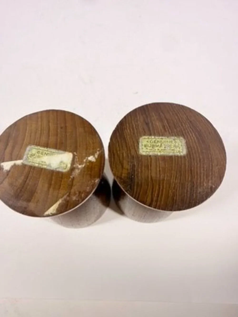 Wood Candleholders Pair Set 2 Burma Teak Mid Century Vintage Danish Style Home T